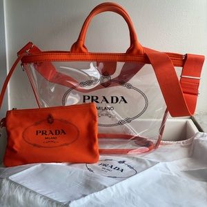Prada Plexi Beach Tote Orange